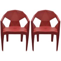 Conjunto 2 Cadeiras Poltrona Plástico Azul/amarelo/vermelha - JR Plásticos