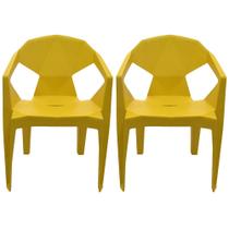 Conjunto 2 Cadeiras Poltrona Plástico Azul/amarelo/vermelha