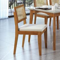 Conjunto 2 Cadeiras Rainha em Madeira Maciça Mel Natural/Linho Off White