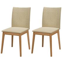 Conjunto 2 Cadeiras Rubi em Linho com Pés de Madeira Maciça