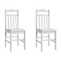 Conjunto 2 Cadeiras Sala de Jantar Madeira Maciça Estofadas Branco Modelo 300