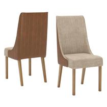 Conjunto 2 Cadeiras Sala Jantar Ivy Nature/Caramelo/Creme