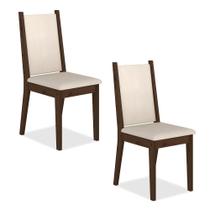 Conjunto 2 Cadeiras Seul Imbuia/suede Bege - Móveis Arapongas