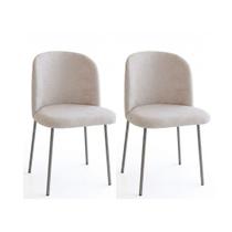Conjunto 2 Cadeiras Tati Para Cozinha ou Sala de jantar Pintura Epóxi Tecido Boucle Bege