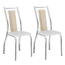 Conjunto 2 Cadeiras Tubular em Aço Nina 1720 Carraro Anis/Branco/Cromado