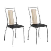 Conjunto 2 Cadeiras Tubular em Aço Nina 1720 Carraro Anis/Preto/Cromado