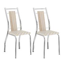Conjunto 2 Cadeiras Tubular em Aço Nina 1720 Carraro Anis/Retrô/Cromado