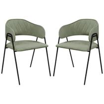 Conjunto 2 Cadeiras Veneza Bouclé Verde Oliva Metal Preto Conjunto 2 Cadeiras Veneza Bouclé Verde Oliva Metal Preto