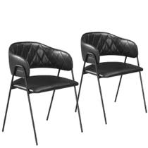 Conjunto 2 Cadeiras Veneza no Couro Preto e Metal Preto - C&M Decor Conjunto 2 Cadeiras Veneza no Couro Preto e Metal Preto - C&M Decor