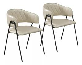 Conjunto 2 Cadeiras Venezal No material sintético E Base Metal Preto