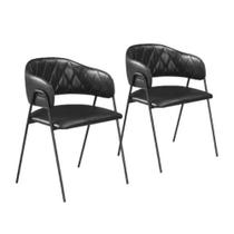 Conjunto 2 Cadeiras Venezal No material sintético E Base Metal Preto