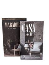 Conjunto 2 Caixas Livro Decoração Estampa Mármore Casa