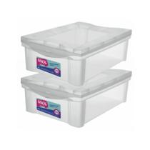 Conjunto 2 Caixas Organizadoras 13,5L Decorativa Multiuso Com Tampa Empilhável