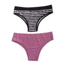 Conjunto 2 Calcinhas B+ Estampa Coração/Lisa Rosa Antigo G