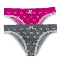 Conjunto 2 calcinhas sem costura coração mescla/coração pink P basic +