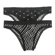 Conjunto 2 calcinhas sem costura zebra/flores P basic + Conjunto 2 calcinhas sem costura zebra/flores P basic +