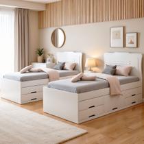 Conjunto 2 Cama Solteiro 5 Gavetas Júlia