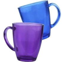 Conjunto 2 Caneca 350ML De Vidro Café Chá Coloridas Verona