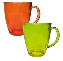 Conjunto 2 Caneca 350ML De Vidro Café Chá Coloridas Verona
