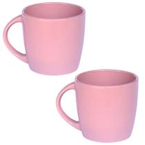 Conjunto 2 Canecas Cerâmica 320ml Muddy Rosa Xícara Caneca para Café Chá Chocolate Quente