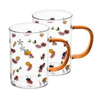 Conjunto 2 Canecas com Alça Âmbar Garden Party 200ml Vidro Borossilicato - Lyor