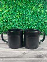 Conjunto 2 Canecas De Porcelana Simples Preto 350ml Casal