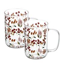 Conjunto 2 Canecas de Vidro Borossilicato Flores 280ml - Wolff Conjunto 2 Canecas de Vidro Borossilicato Flores 280ml - Wolff