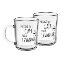 Conjunto 2 Canecas de Vidro Café para Levantar 220ml Conjunto 2 Canecas de Vidro Café para Levantar 220ml