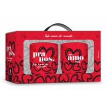 Conjunto 2 Canecas Porcelana Urban Pra Nós Todo Amor do Mundo 360ml Presente Namorados Brasfoot