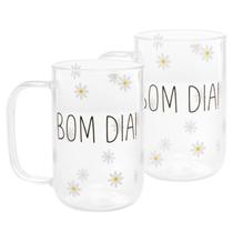Conjunto 2 Canecas Vidro Resistente Calor Bom Dia Wolf Conjunto 2 Canecas Vidro Resistente Calor Bom Dia Wolf