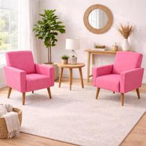 conjunto 2 capa de poltrona salinha Nina Ajustável Premium Cor:Rosa Chiclete