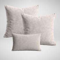 Conjunto 2 Capas de Almofadas 50x50cm + 1 capa 30x50cm em Suede Premium Glamour Avelã