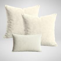 Conjunto 2 Capas de Almofadas 50x50cm + 1 capa 30x50cm em Suede Premium Glamour Marfim