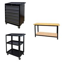 Conjunto 2 Carros Profissional 6 Gavetas 1 Bancada Profissional de 150cm para Ferramentas Presto