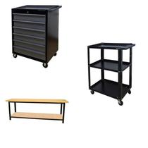 Conjunto 2 Carros Profissional 6 Gavetas 1 Bancada Profissional de 200cm para Ferramentas Presto