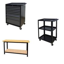 Conjunto 2 Carros Profissional 7 Gavetas 1 Bancada Profissional de 150cm para Ferramentas Presto