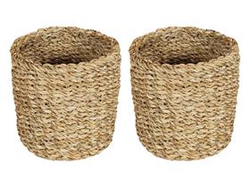 Conjunto 2 Cestos Redondos Cachepots Organizadores Em Fibra Natural Trançados Conjunto 2 Cestos Redondos Cachepots Organizadores Em Fibra Natural Trançados