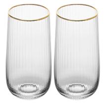 Conjunto 2 Copos Altos 450 ml Lines Fio de Ouro Wolff