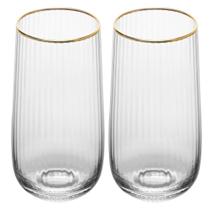 Conjunto 2 Copos Altos 450 Ml Lines Fio De Ouro Wolff Conjunto 2 Copos Altos 450 Ml Lines Fio De Ouro Wolff