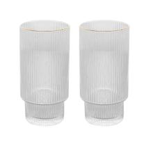 Conjunto 2 Copos Altos de Cristal com Fio de Ouro 400 ml Lines Wolff Conjunto 2 Copos Altos de Cristal com Fio de Ouro 400 ml Lines Wolff