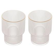 Conjunto 2 Copos Baixos de Cristal com Fio de Ouro Lines 220ml da Wolff
