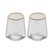Conjunto 2 Copos Baixos Taj com Fio de Ouro 550 ml Cristal Ecológico Wolff