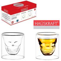 Conjunto 2 Copos Caveira Café Dupla Parede De Vidro Whisky - Hauskraft