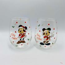 Conjunto 2 Copos de Vidro Mickey e Minnie Feliz Natal 560ml