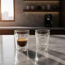 Conjunto 2 Copos para Café Parede Dupla de Vidro Borossilicato 100ml Conjunto 2 Copos para Café Parede Dupla de Vidro Borossilicato 100ml