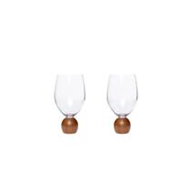 Conjunto 2 Copos Taça para Vinho em Cristal e Madeira Acácia 520ml - Mart Conjunto 2 Copos Taça para Vinho em Cristal e Madeira Acácia 520ml - Mart