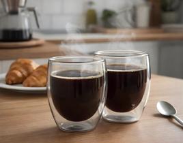 Conjunto 2 Copos Vidro Parede Dupla 250ml Para quem busca elegância, conforto térmico e sofisticação na hora de servir b
