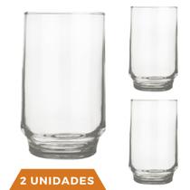 Conjunto 2 Copos Vidro Transparente 300ml Lights Suco Nadir