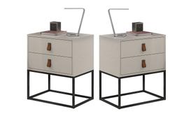 conjunto 2 criado estilo industrial unic 45 puxador em couro