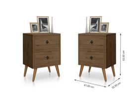 Conjunto 2 Criados Mesa de Cabeceira 2 gavetas pés palito - Ferrara